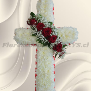 Corona cruz maule o margaritas en 7 rosas importadas