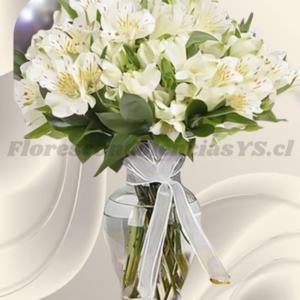 Florero samaritano en astromelias, folllaje y lindo lazo