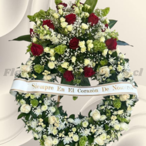 Corona condolencia en mix flores de temporada y topiario
