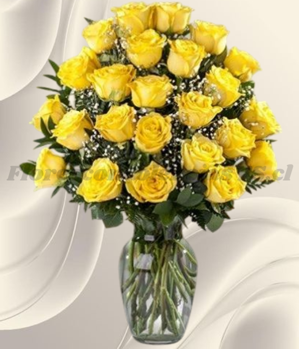 Florero samaritano en 20 rosas importadas y follaje verde